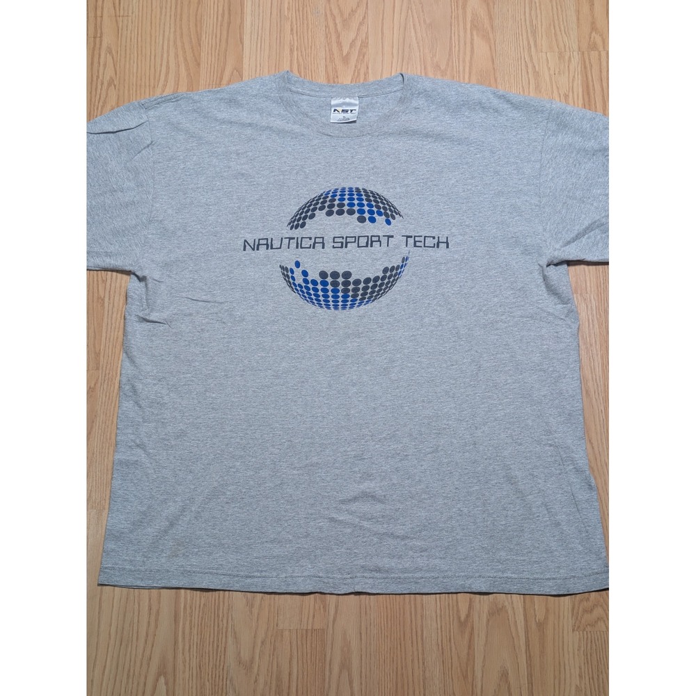 Nautica Mens Sport Tech NST Vintage Y2K Graphic T-Shirt Gray XL